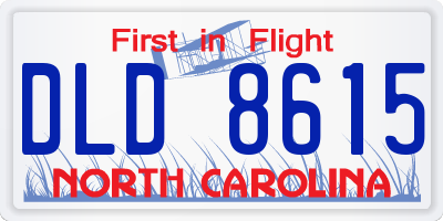 NC license plate DLD8615
