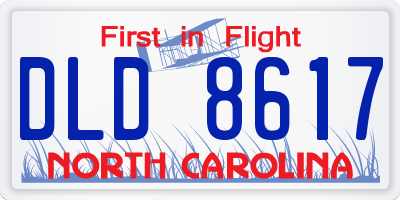 NC license plate DLD8617