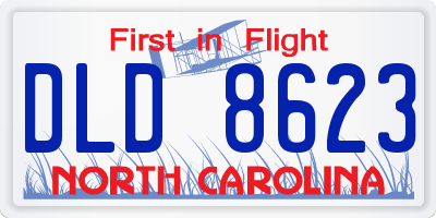 NC license plate DLD8623