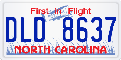 NC license plate DLD8637