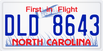 NC license plate DLD8643