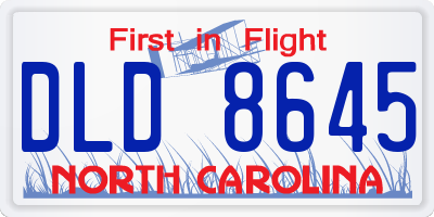 NC license plate DLD8645