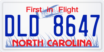 NC license plate DLD8647