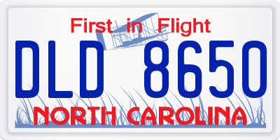 NC license plate DLD8650