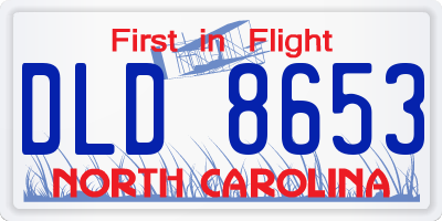 NC license plate DLD8653