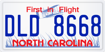 NC license plate DLD8668