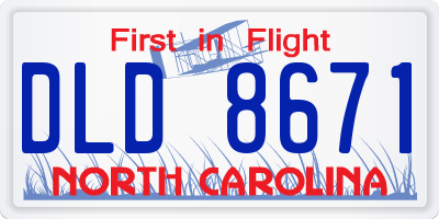 NC license plate DLD8671