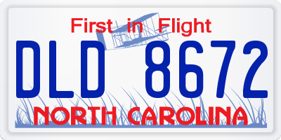 NC license plate DLD8672