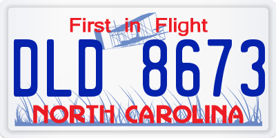 NC license plate DLD8673
