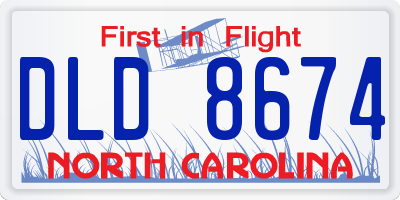 NC license plate DLD8674
