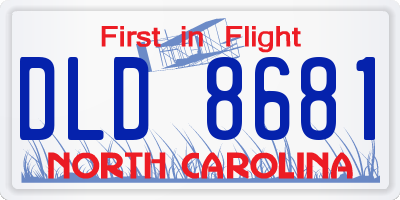 NC license plate DLD8681