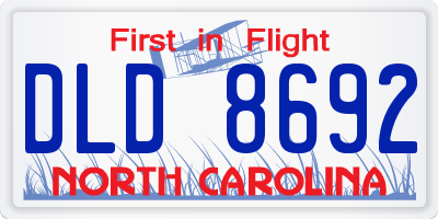 NC license plate DLD8692