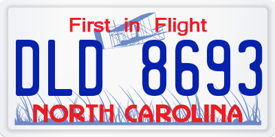 NC license plate DLD8693