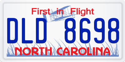 NC license plate DLD8698