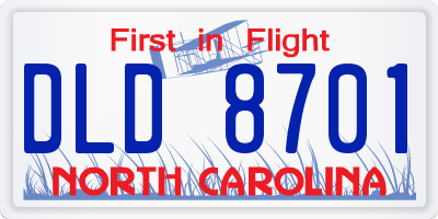 NC license plate DLD8701