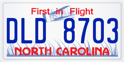 NC license plate DLD8703