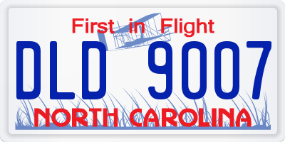 NC license plate DLD9007