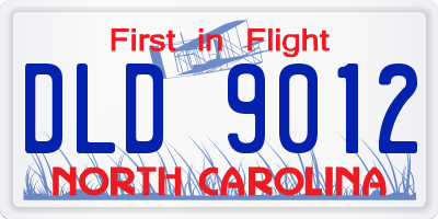 NC license plate DLD9012