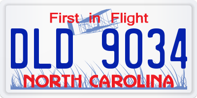 NC license plate DLD9034