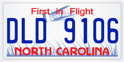NC license plate DLD9106