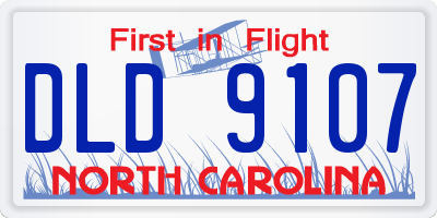 NC license plate DLD9107