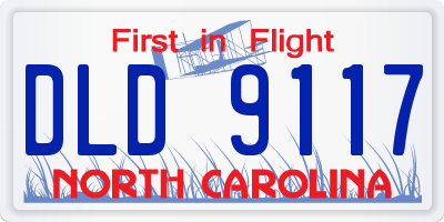 NC license plate DLD9117