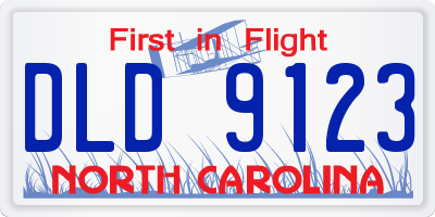 NC license plate DLD9123