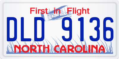 NC license plate DLD9136