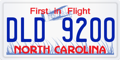 NC license plate DLD9200