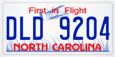 NC license plate DLD9204