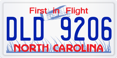 NC license plate DLD9206
