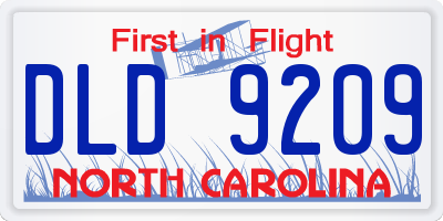 NC license plate DLD9209
