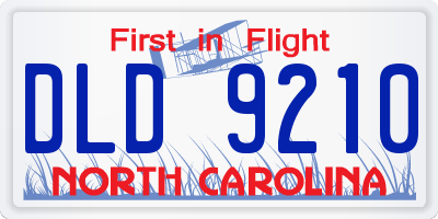 NC license plate DLD9210