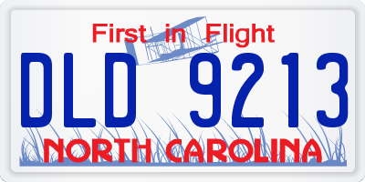 NC license plate DLD9213