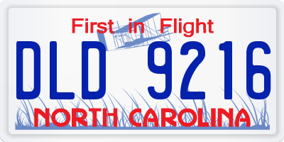 NC license plate DLD9216