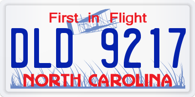 NC license plate DLD9217