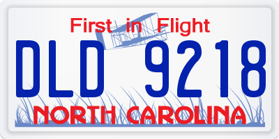 NC license plate DLD9218