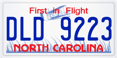 NC license plate DLD9223