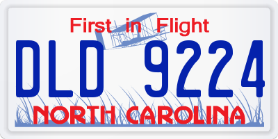 NC license plate DLD9224