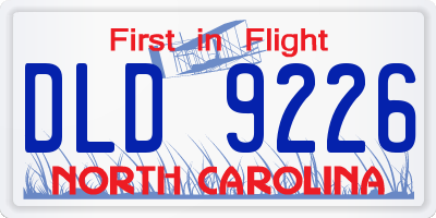 NC license plate DLD9226