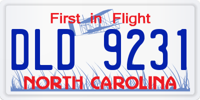 NC license plate DLD9231