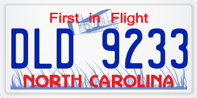 NC license plate DLD9233