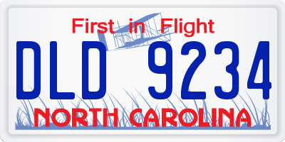 NC license plate DLD9234
