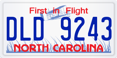 NC license plate DLD9243