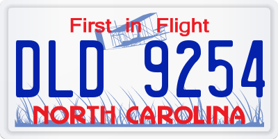 NC license plate DLD9254