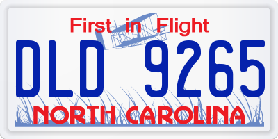 NC license plate DLD9265