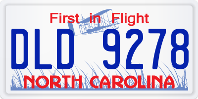 NC license plate DLD9278