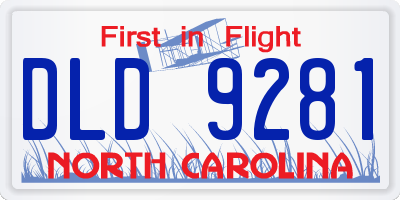 NC license plate DLD9281