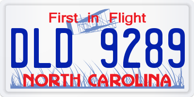 NC license plate DLD9289
