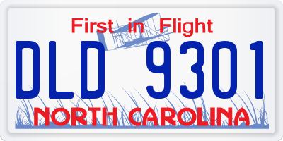NC license plate DLD9301